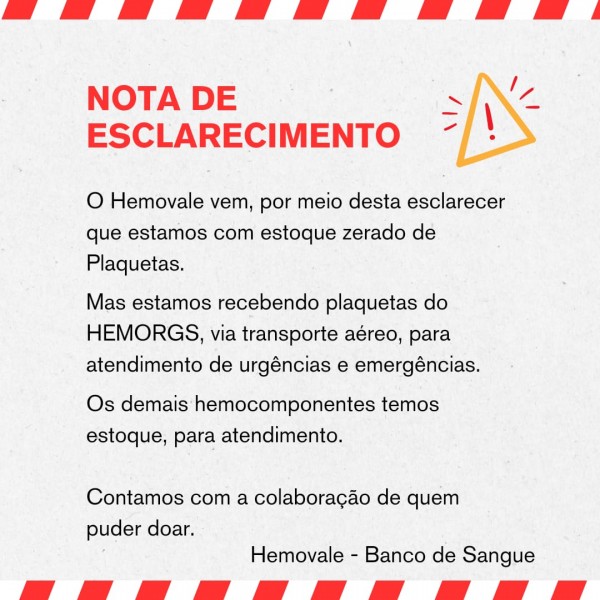 COMUNICADO OFICIAL 06/05/2024 - Doações seguem normalmente com agendamento